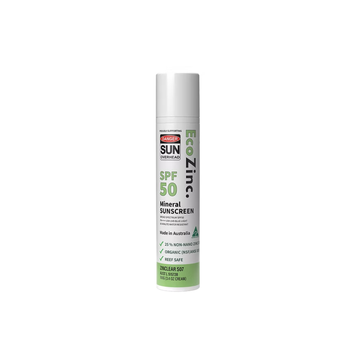EcoZinc Natural Mineral Sunscreen SPF50 Clear 100g