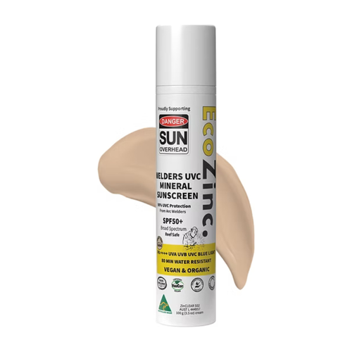 EcoZinc Welders UVC SPF50+ tinted mineral sunscreen tube