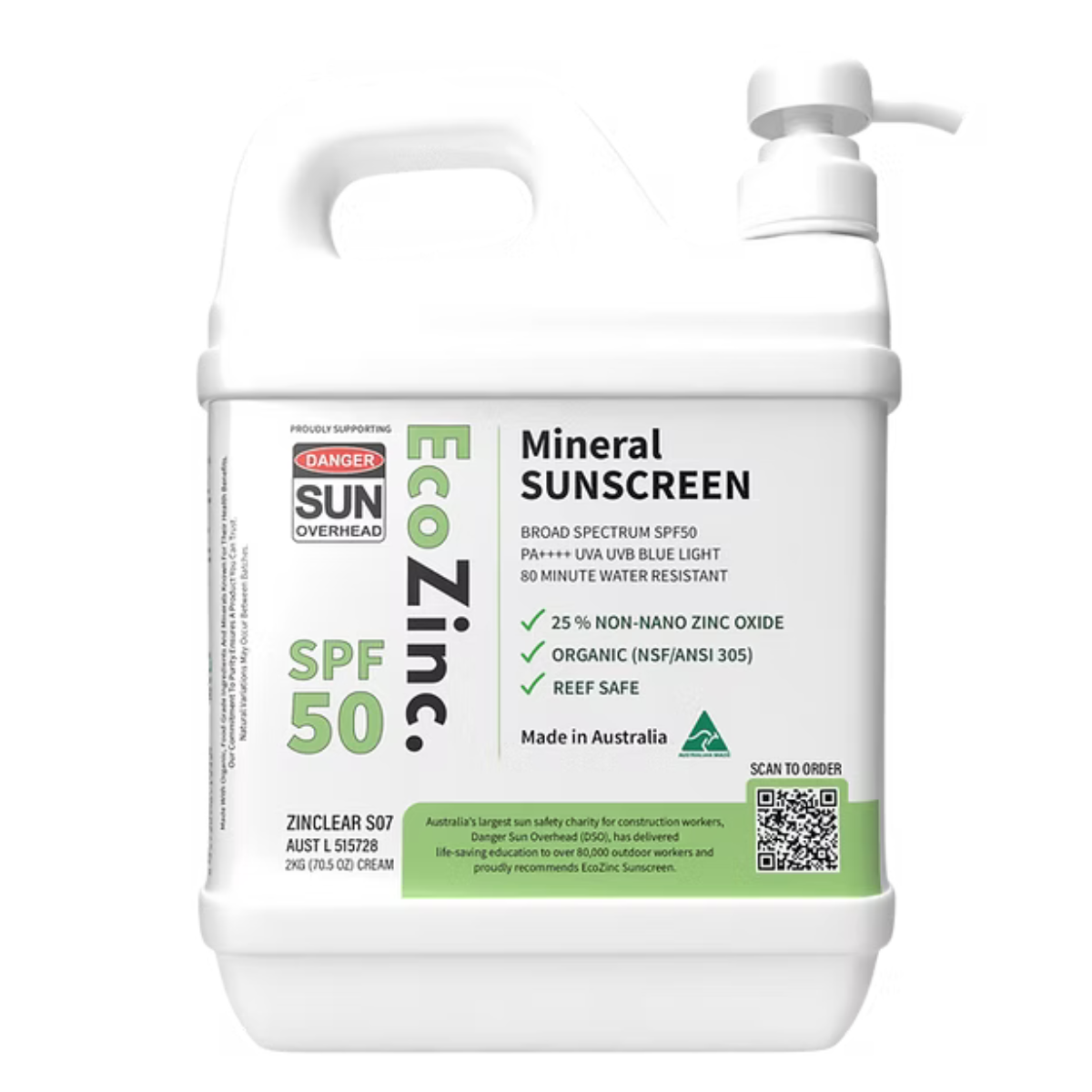 EcoZinc Natural Bulk Mineral Sunscreen SPF50 Clear 2kg