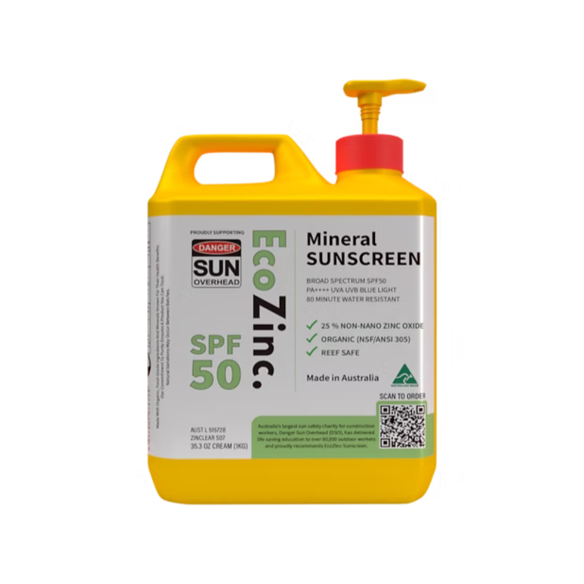 EcoZinc Natural Mineral Sunscreen SPF50 Clear Bulk 1kg