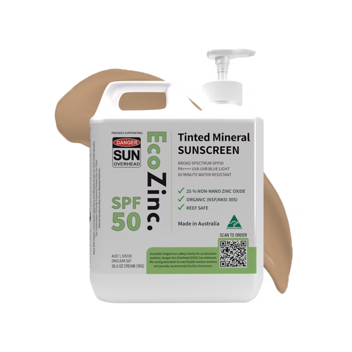 EcoZinc Natural Mineral Bulk Sunscreen SPF50 TINTED 1kg