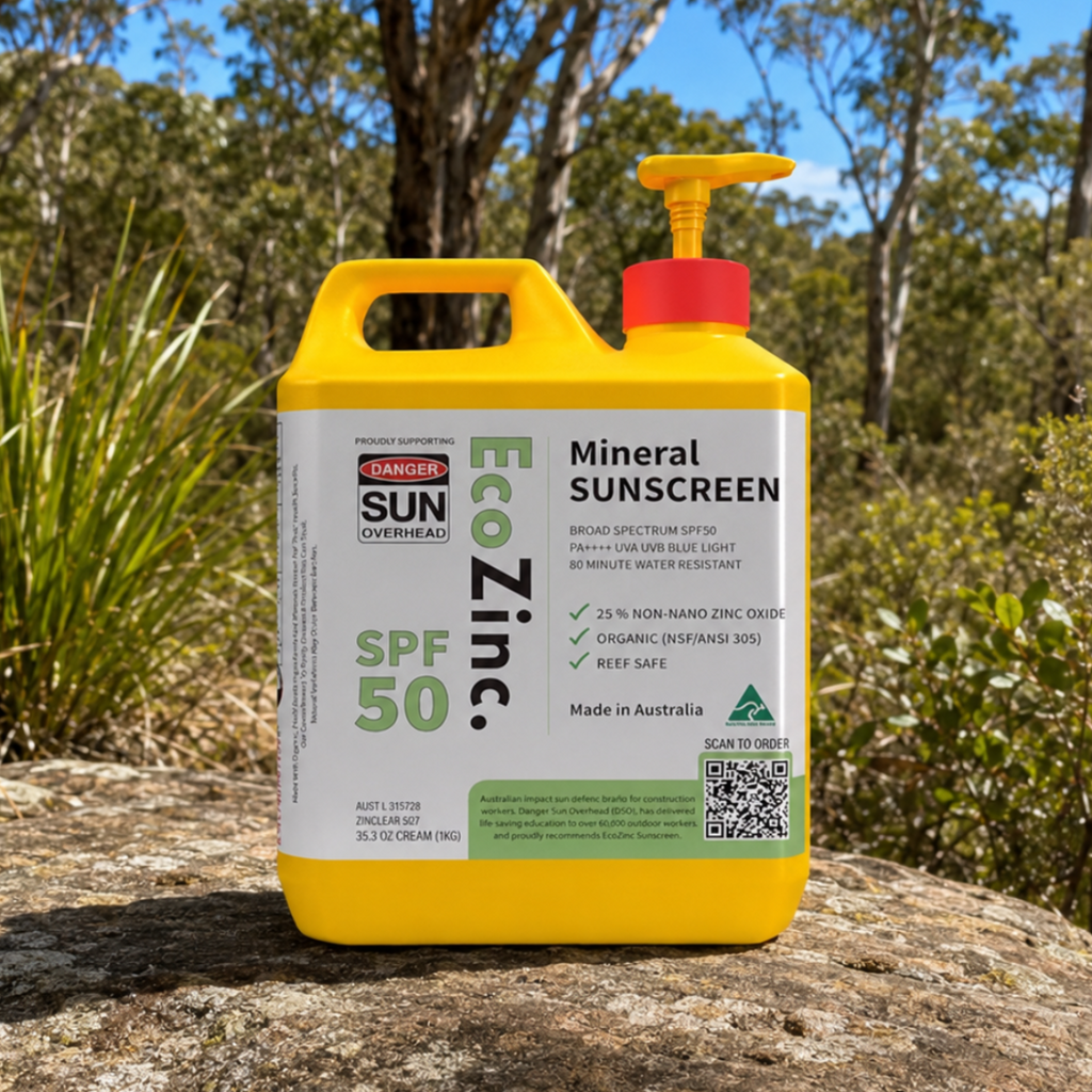 1kg pump bottle of EcoZinc clear SPF50 mineral sunscreen