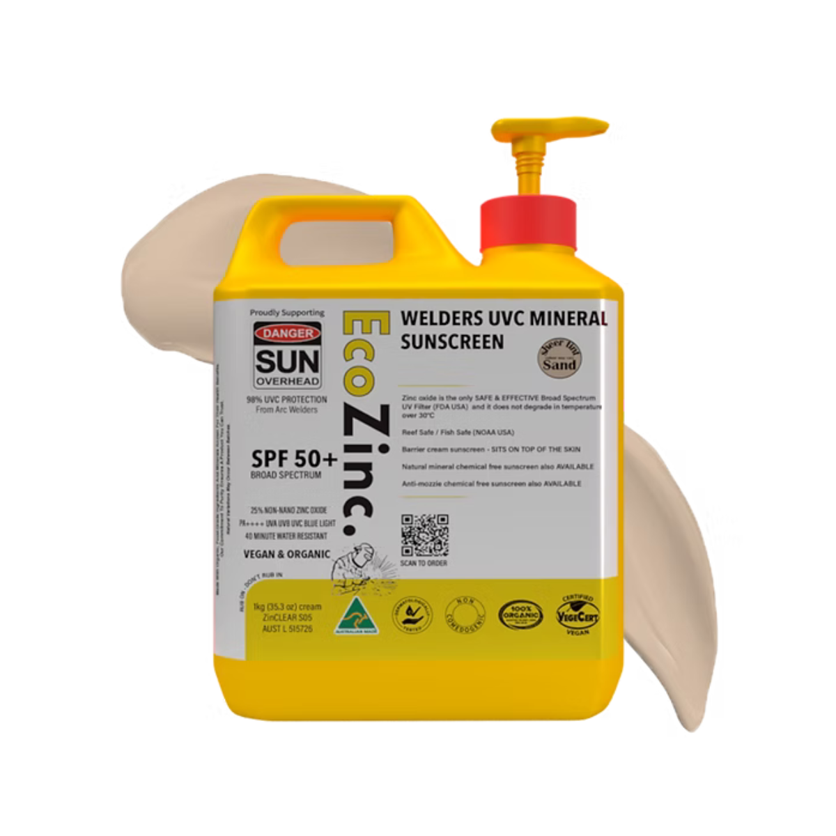 EcoZinc  Welders 98% UVC High Protection SPF50+ Tinted Sunscreen 1kg
