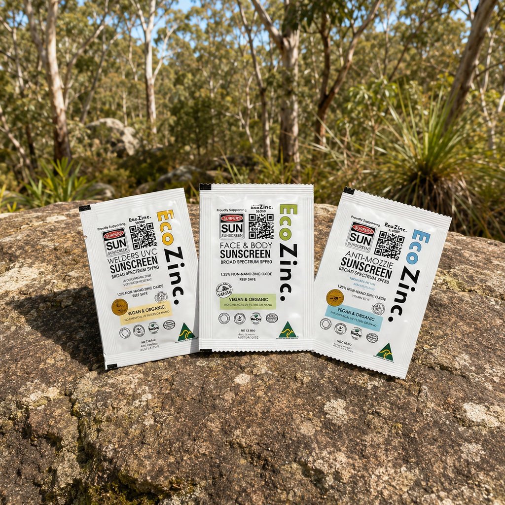 EcoZinc 12-pack of single-use SPF50 mineral sunscreen sachets