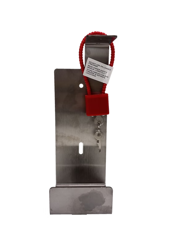 Wall-mount bracket holding a 2kg EcoZinc sunscreen pump